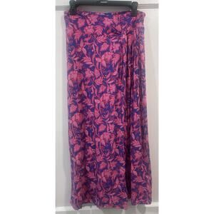 Boden Wrap Maxi Skirt Women 10 R Floral Stretch Ecovero Pull On Summer Boho